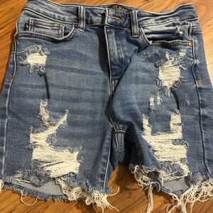 Judy Blue Distressed Jean Shorts Blue